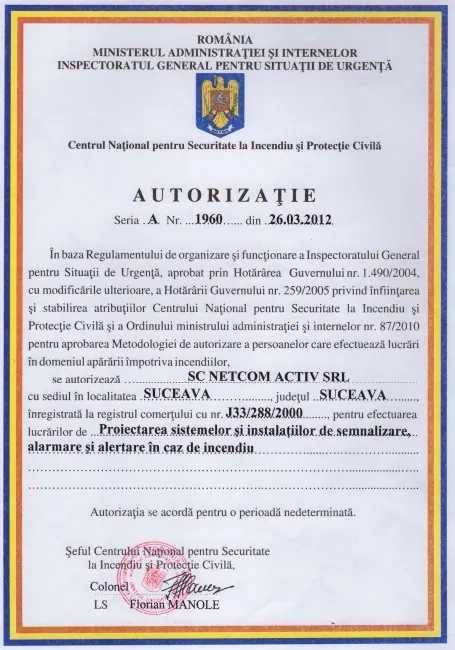 Certificare Netcom Activ 6