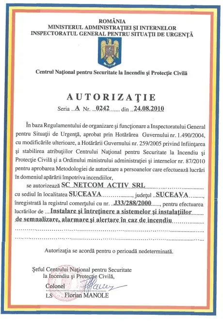 Certificare Netcom Activ 1